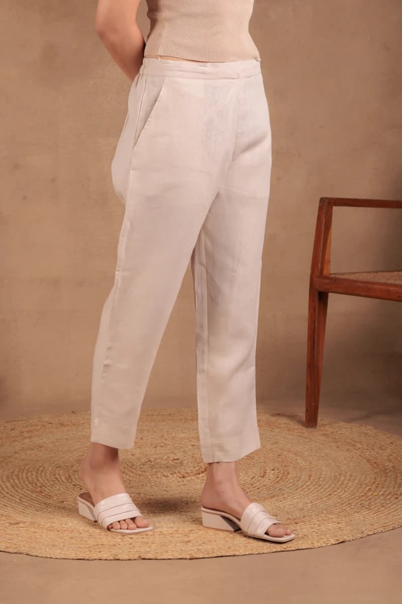 Beige Straight Pant view 3