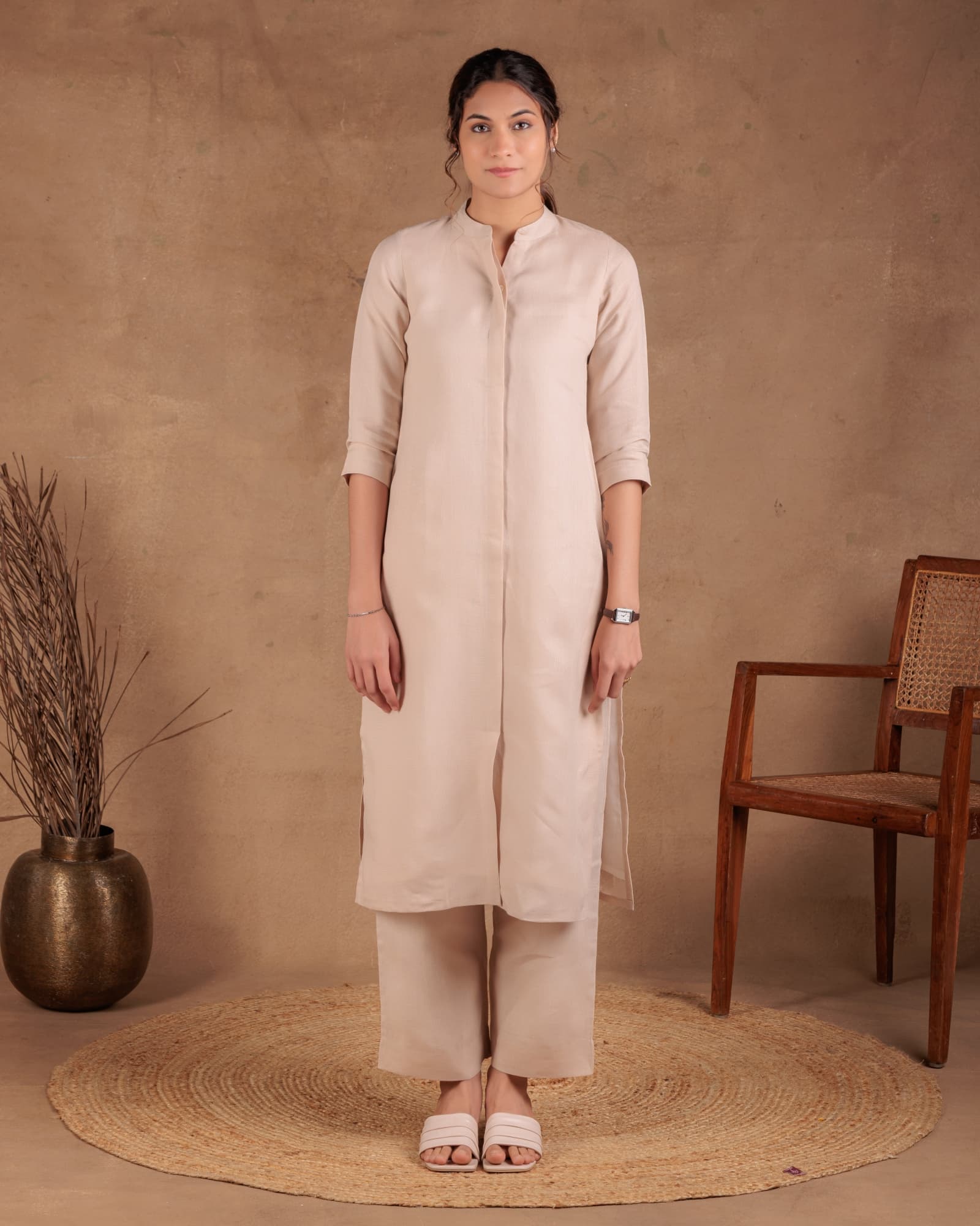 Beige A-Line Kurta view 1