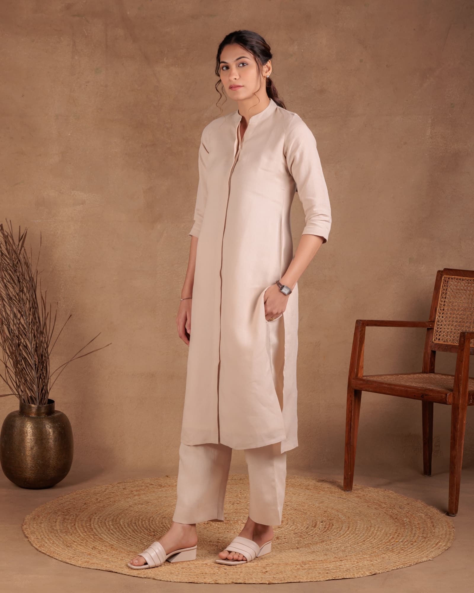 Beige A-Line Kurta view 2