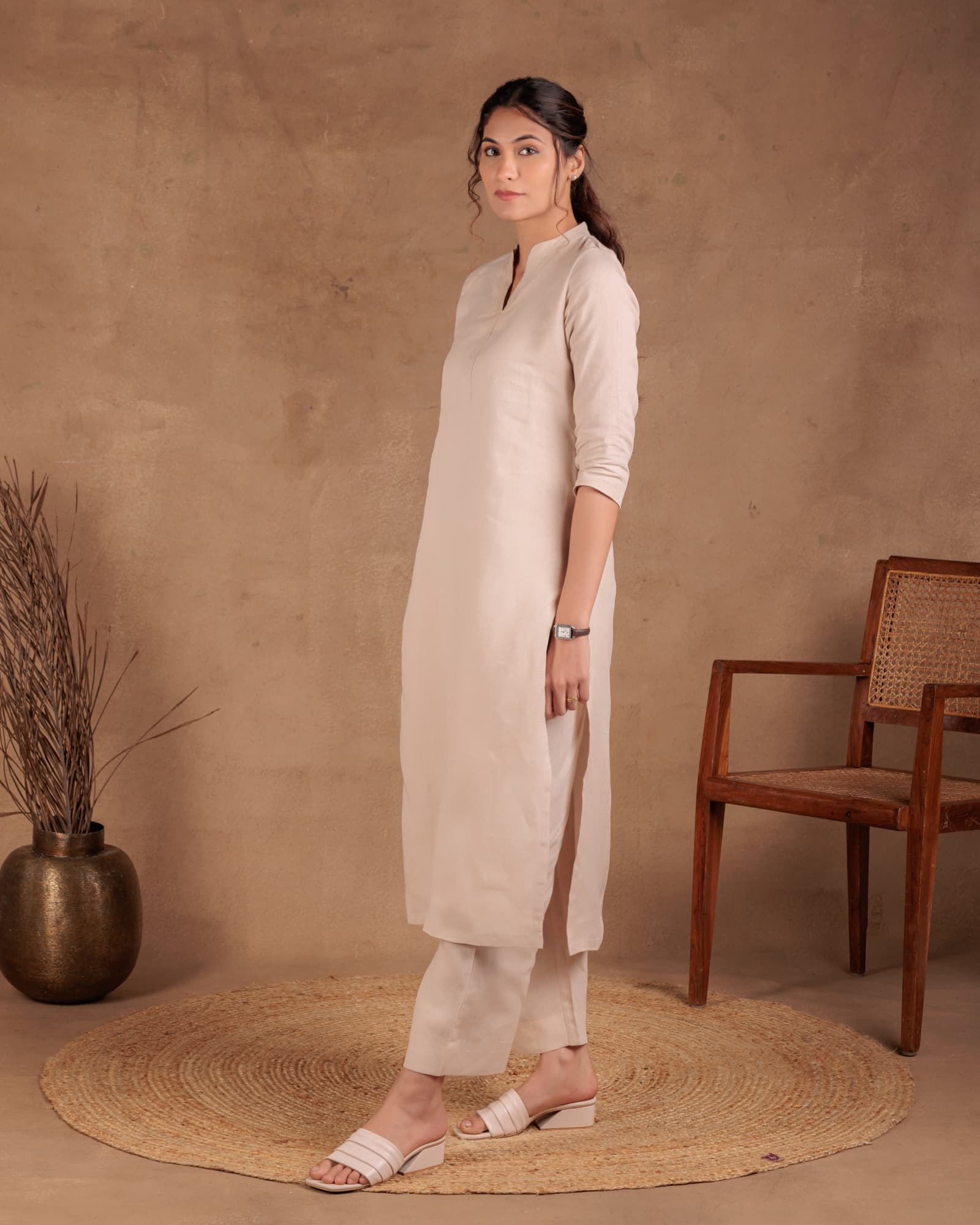 Beige Long Kurta view 2