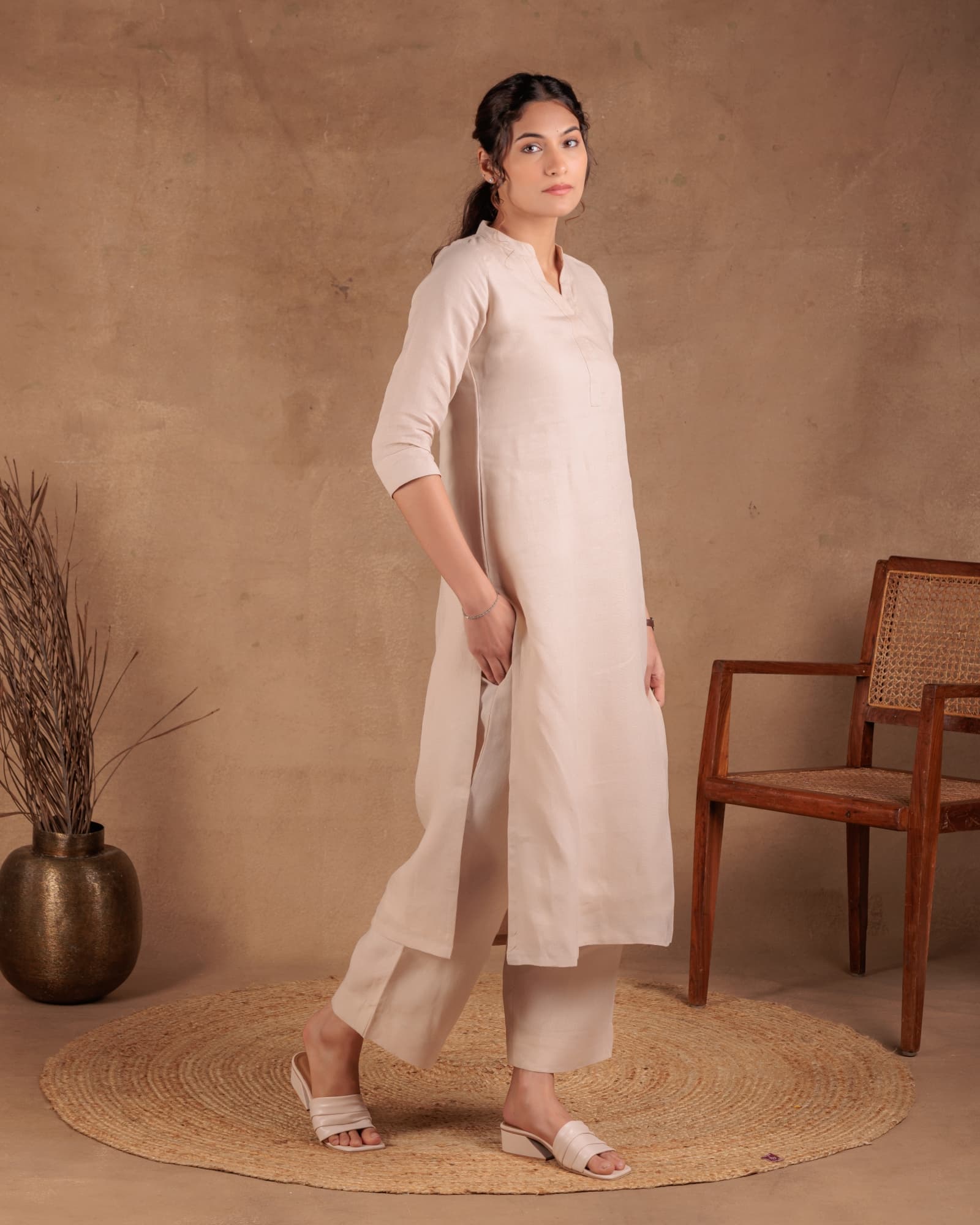 Beige Long Kurta view 4