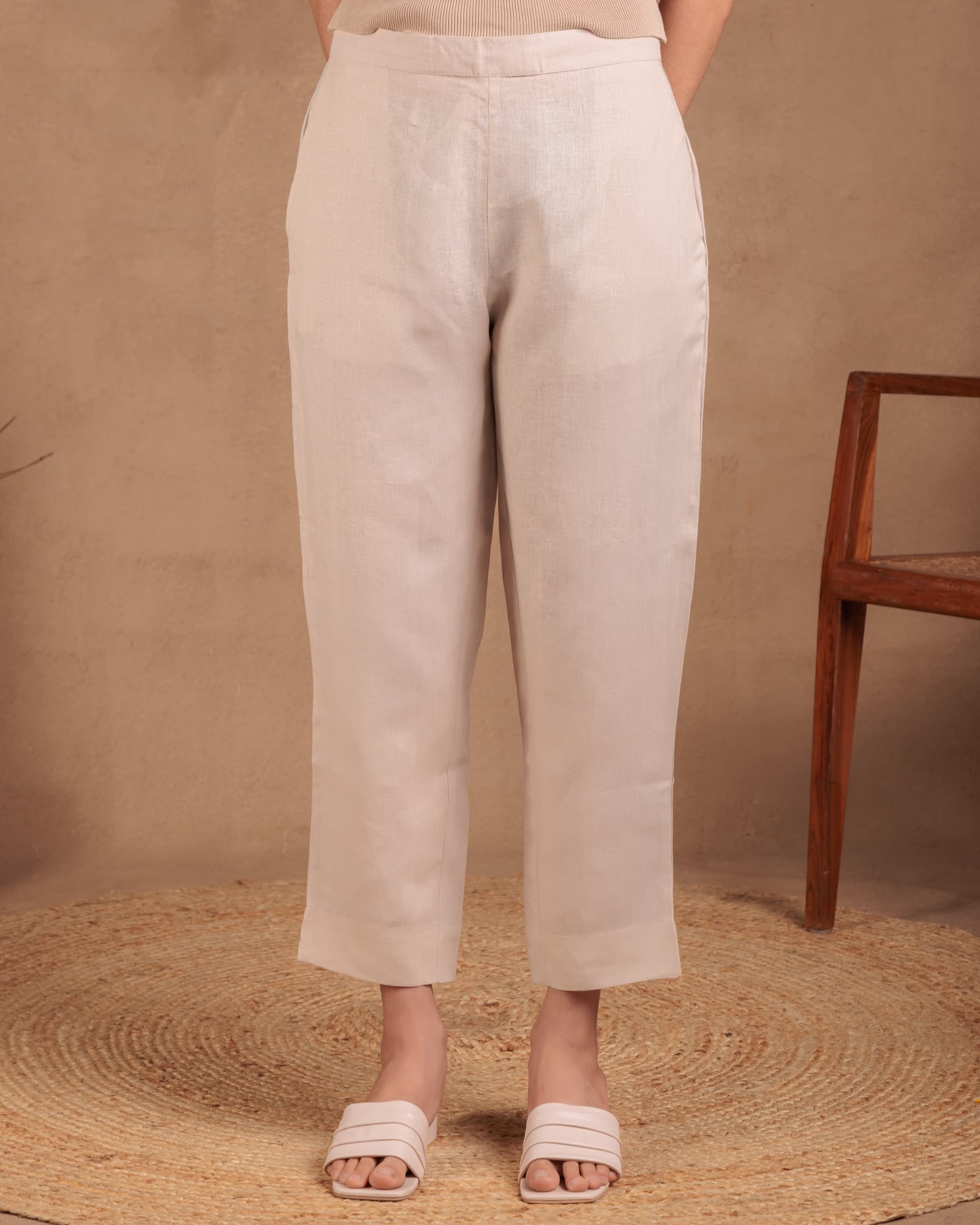 Beige Straight Pant view 1