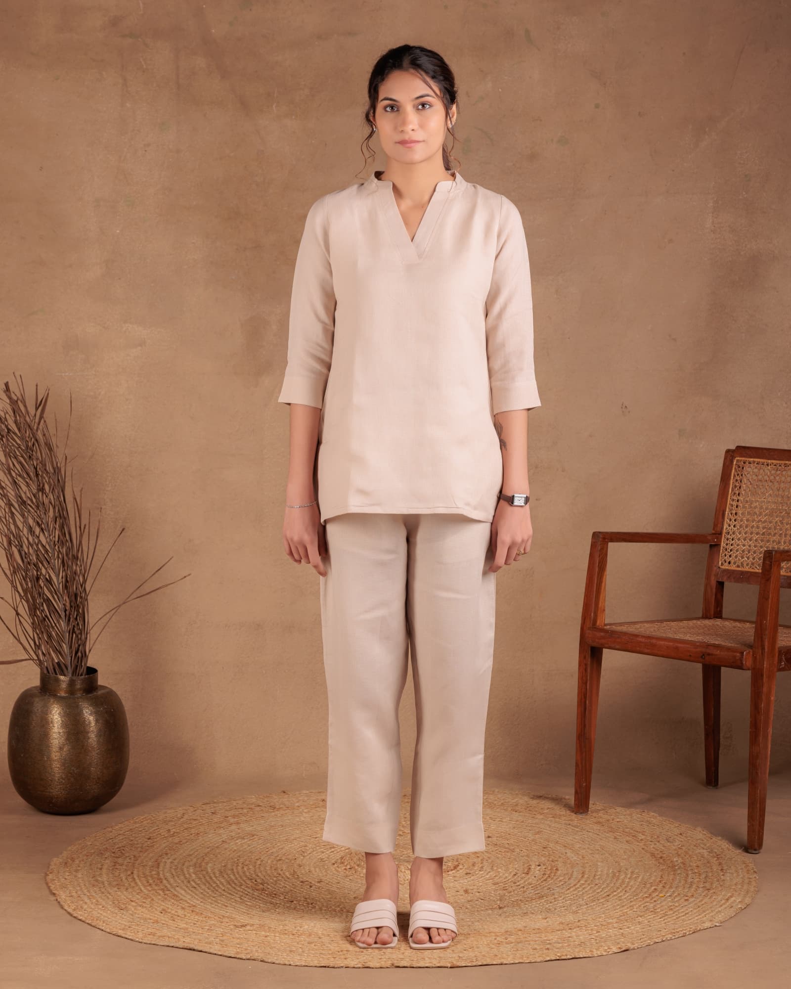 Beige V-Neck Tunic view 1