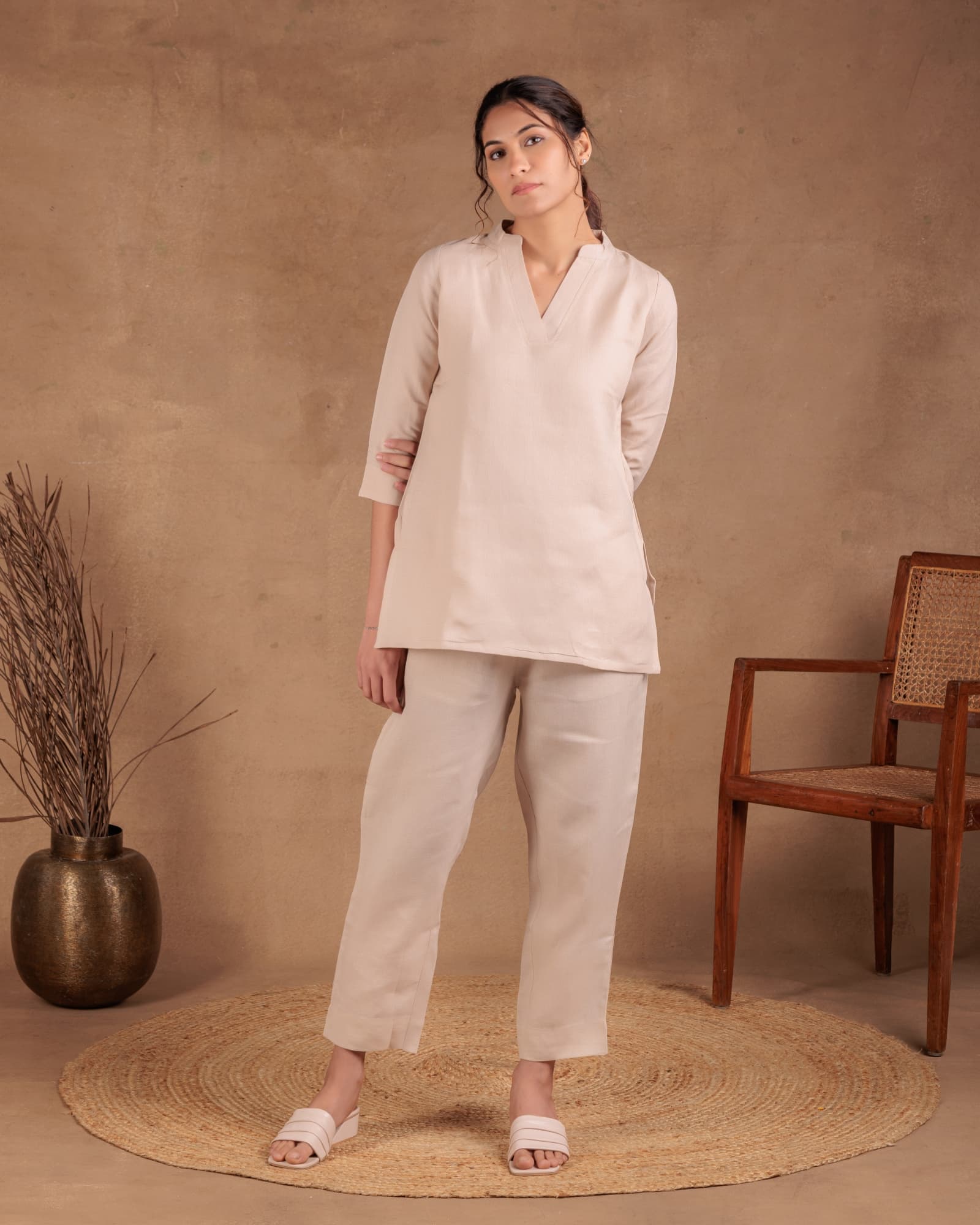 Beige V-Neck Tunic view 2