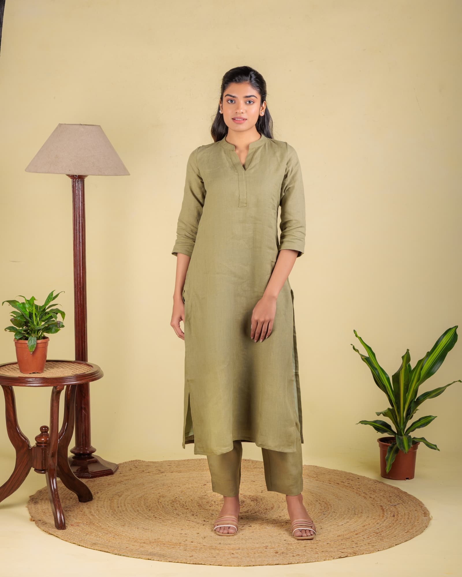Green Long Kurta view 1