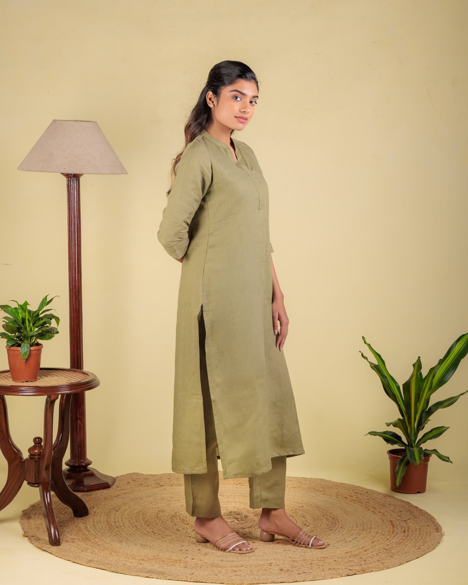 Green Long Kurta view 2