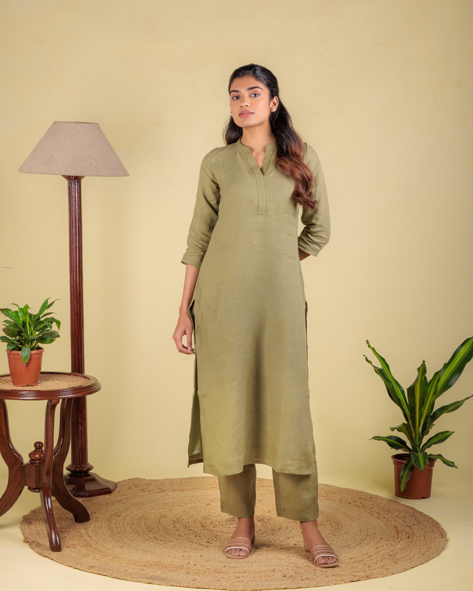 Green Long Kurta view 3