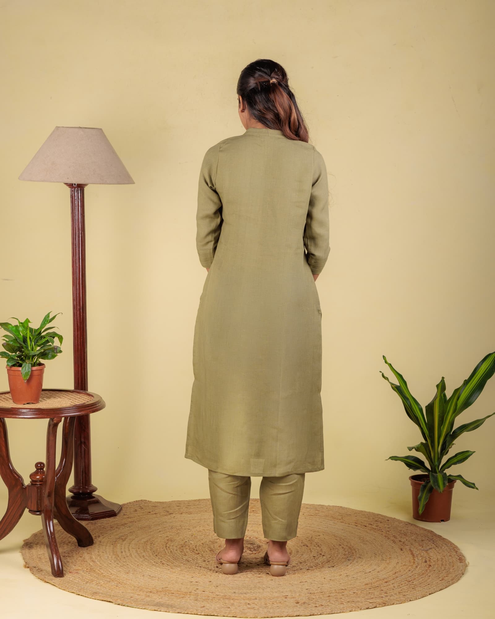 Green Long Kurta view 5