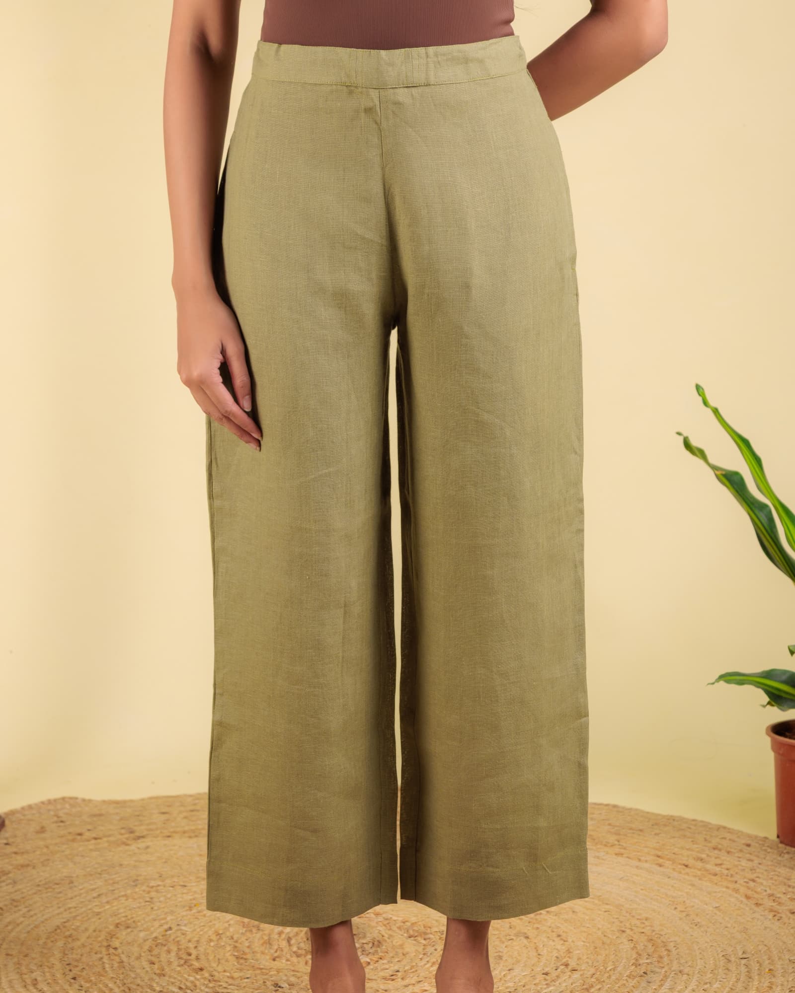 Green Semi Palazzo Pant view 1