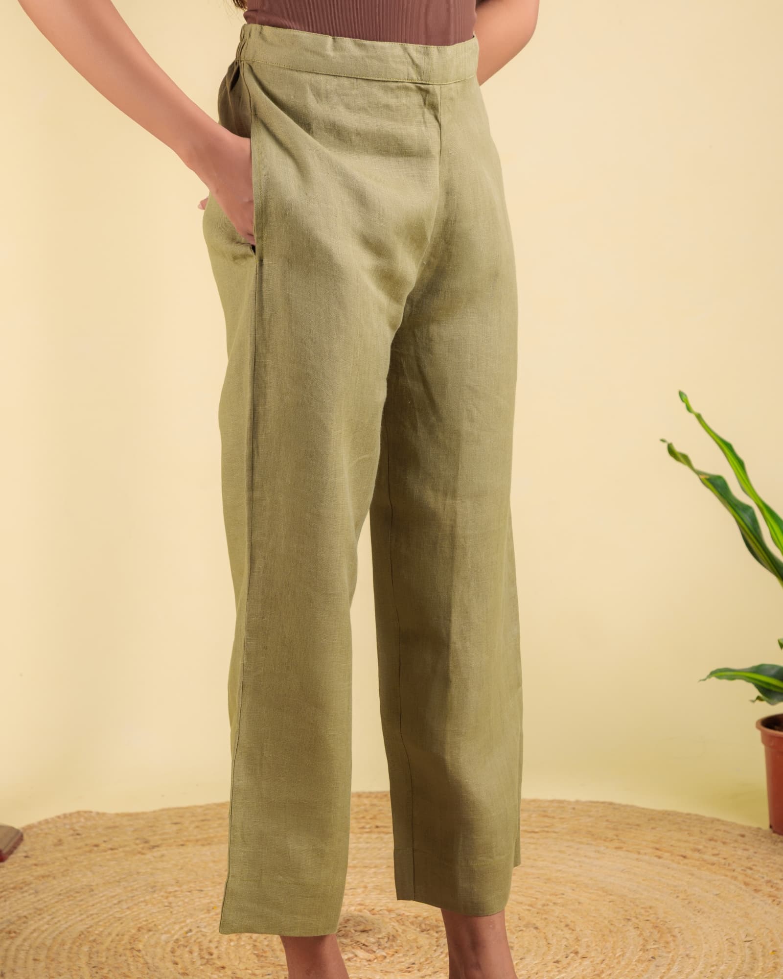 Green Semi Palazzo Pant view 2