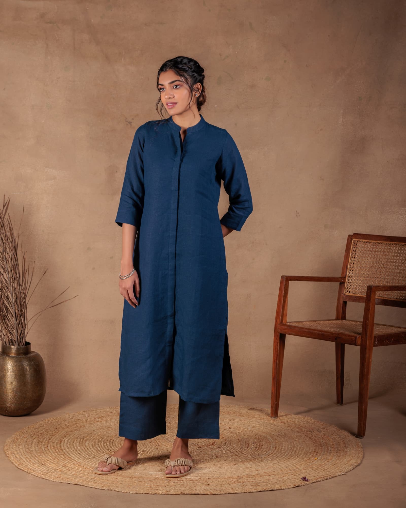 Navy A-Line Kurta view 2