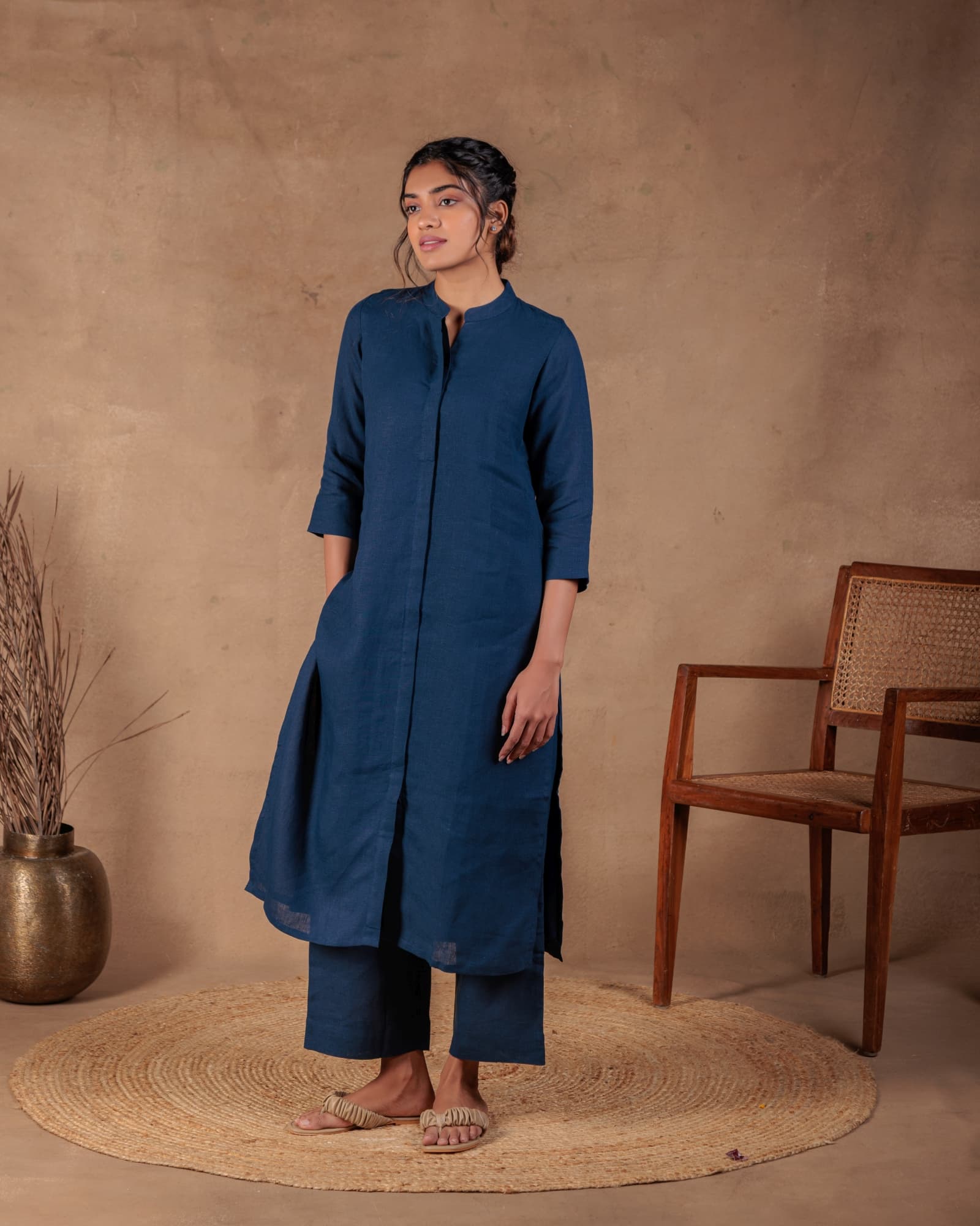 Navy A-Line Kurta view 3