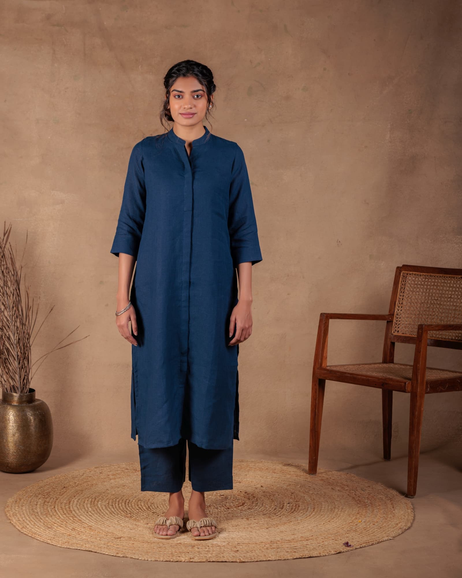 Navy A-Line Kurta view 4