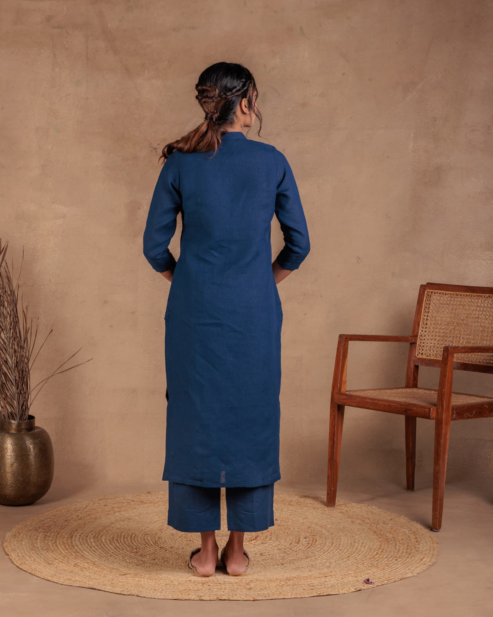Navy Pleated Kurta view 2