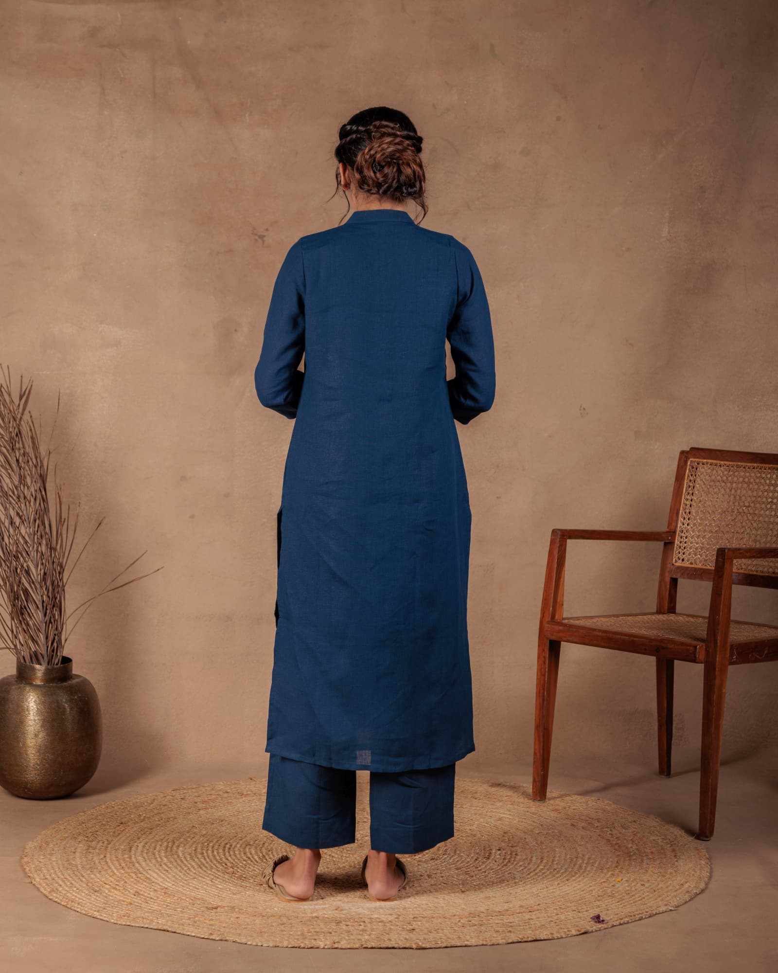 Navy Semi Palazzo Pant view 1