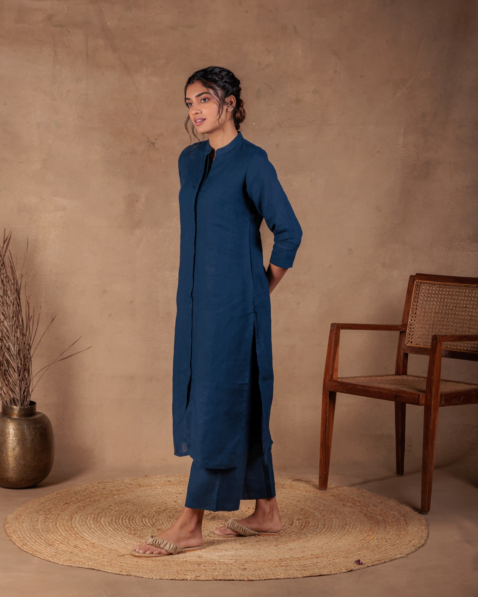 Navy Semi Palazzo Pant view 2
