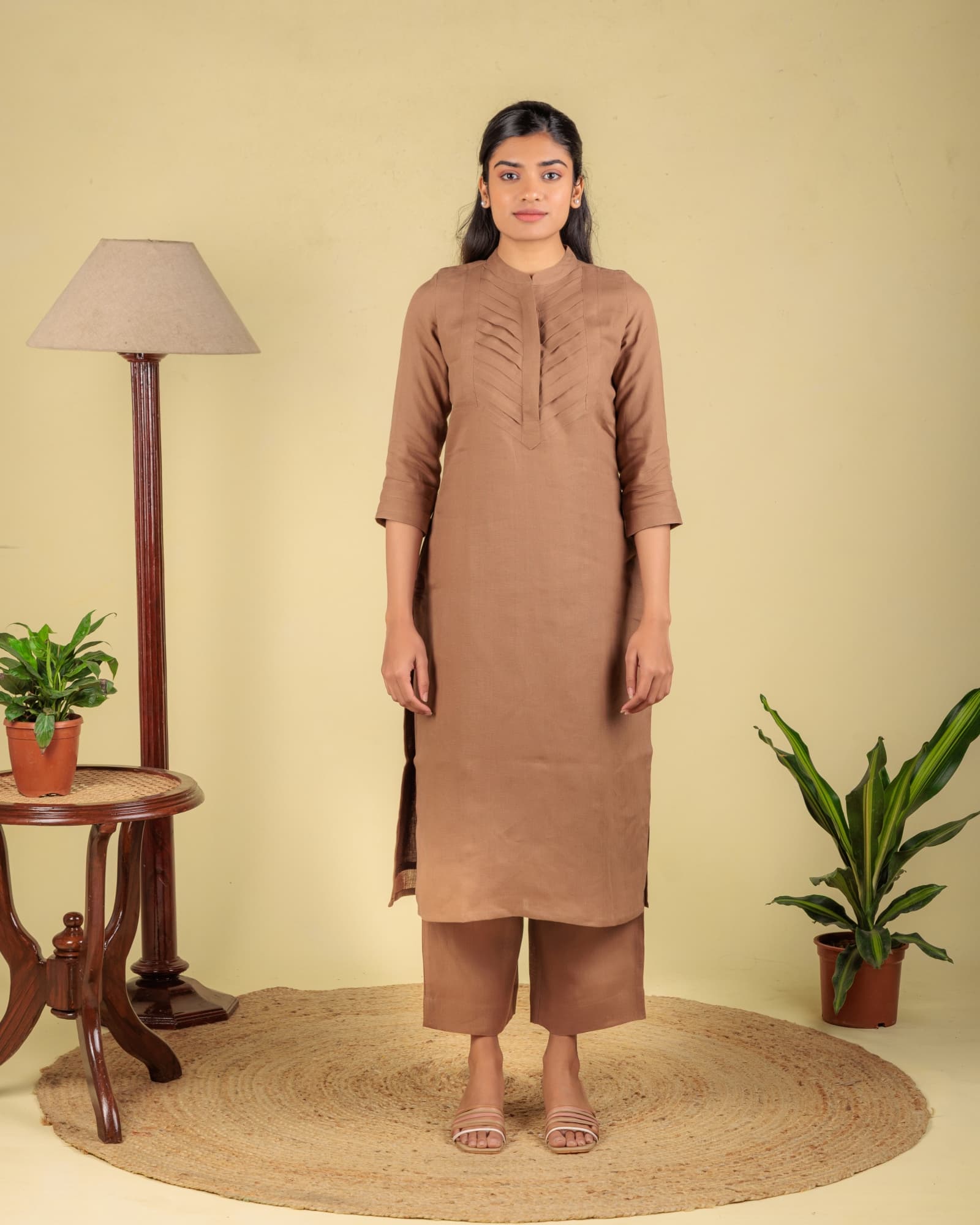 Oak Pleated Kurta view 1