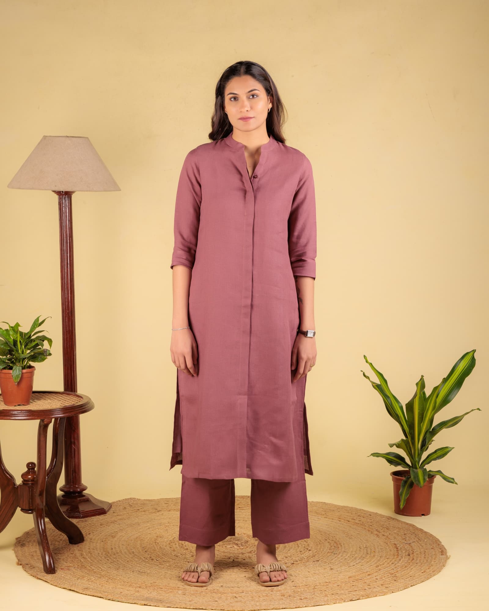 Pink A-Line Kurta view 1