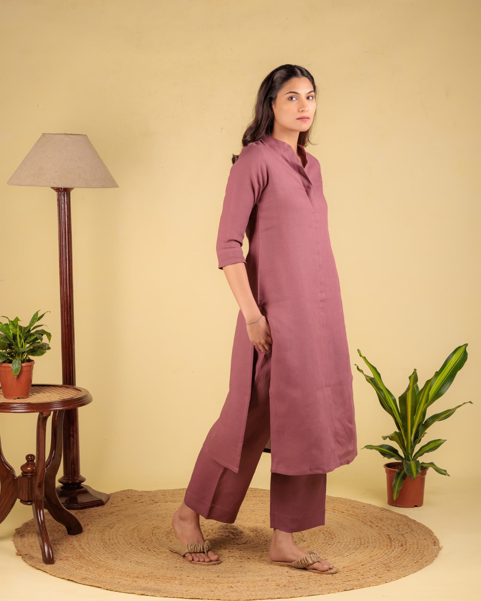 Pink A-Line Kurta view 2
