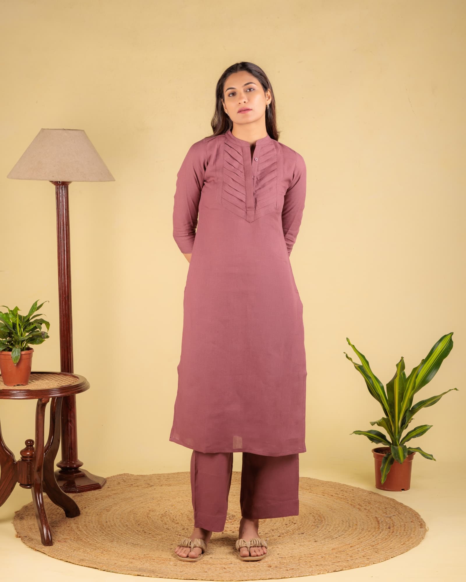 Pink Pleated Kurta view 2