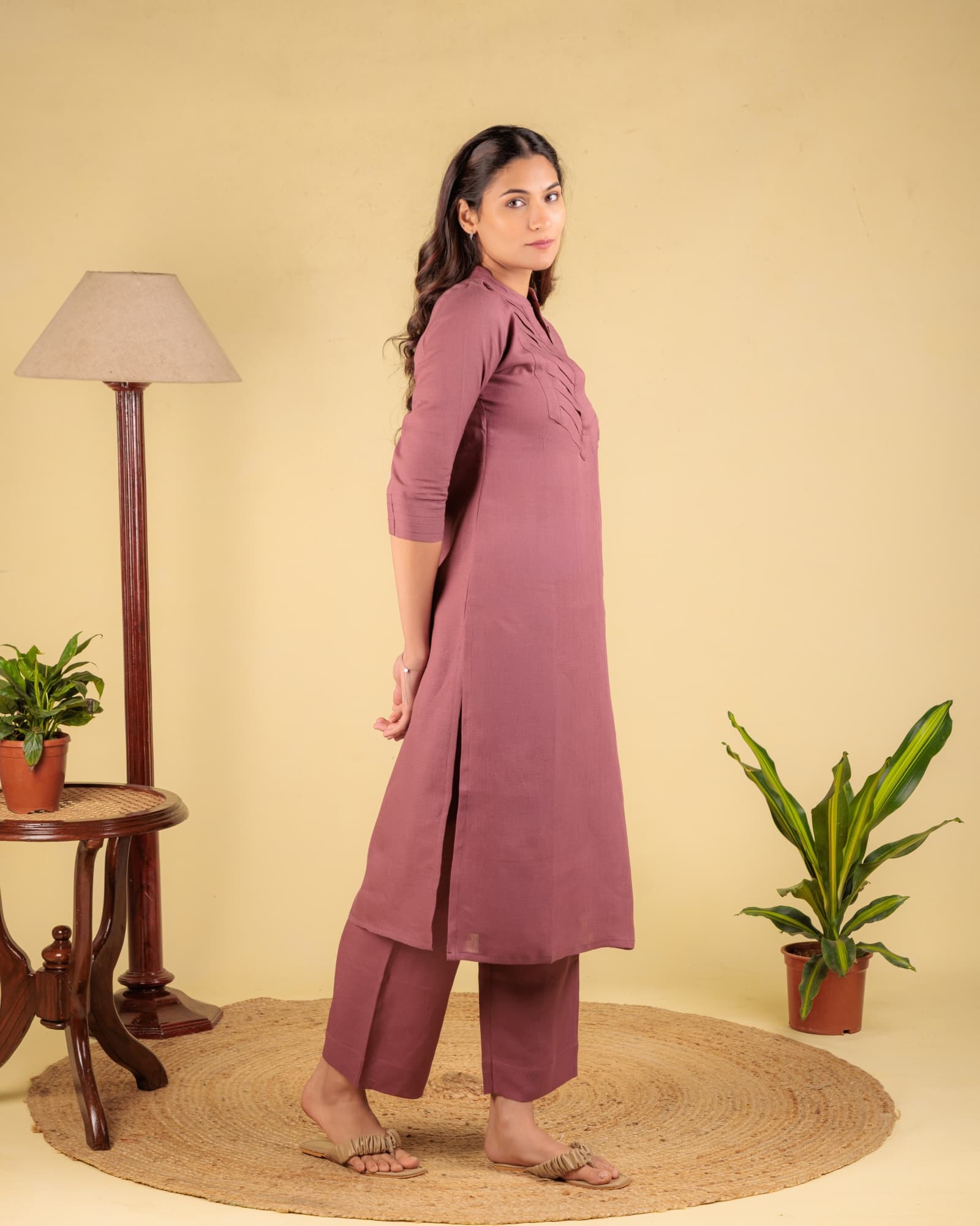 Pink Pleated Kurta view 4