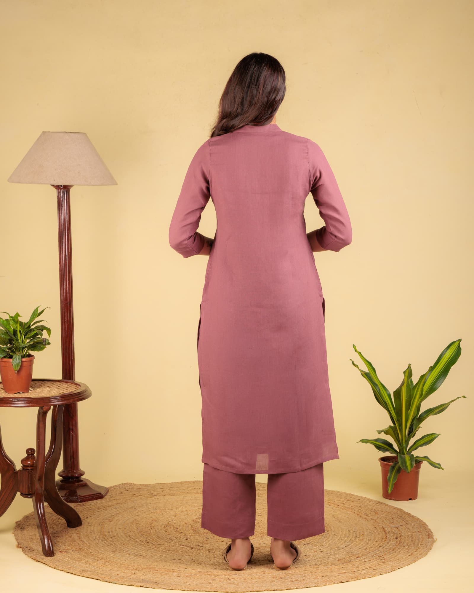 Pink A-Line Kurta view 3