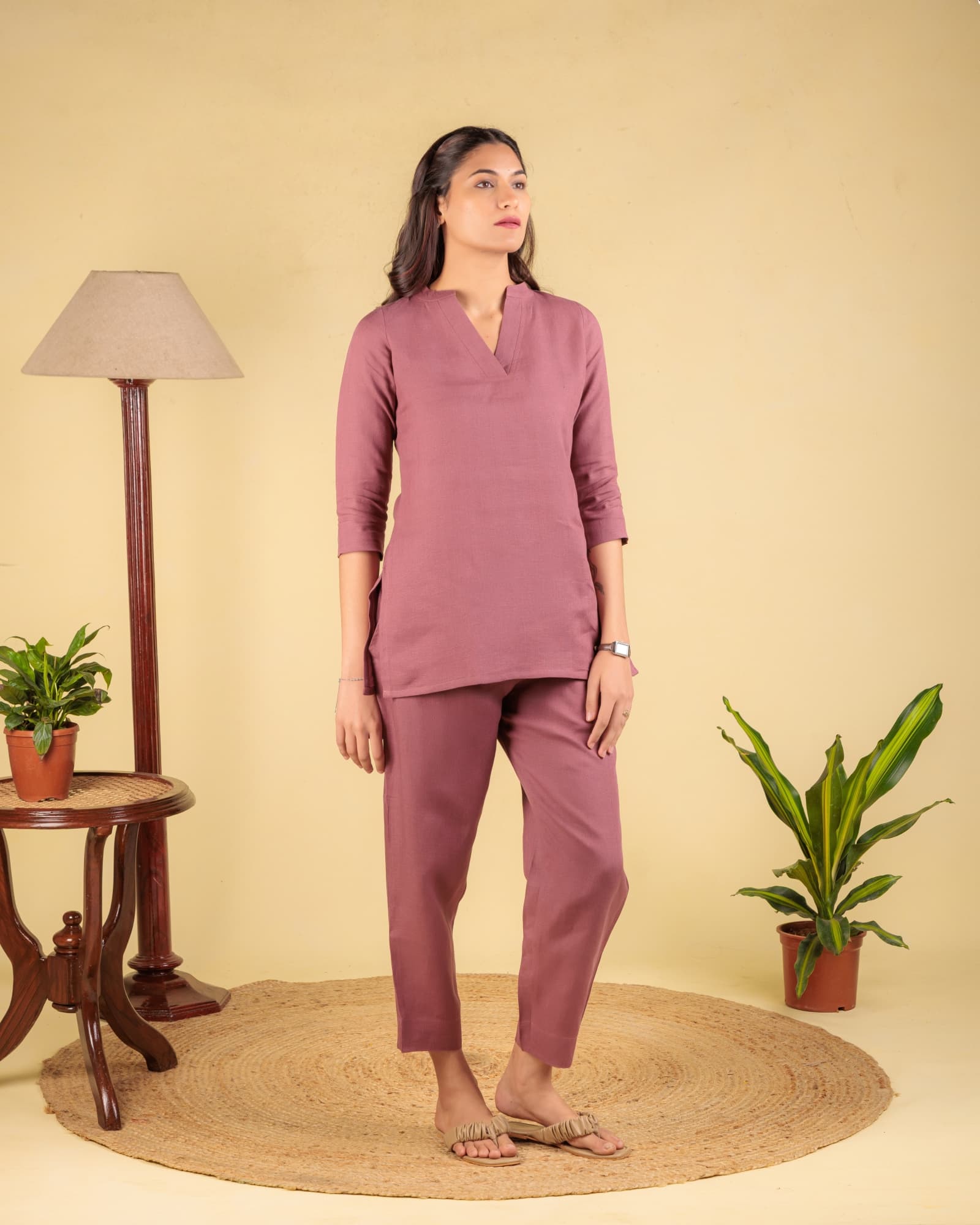 Pink V-Neck Tunic view 3